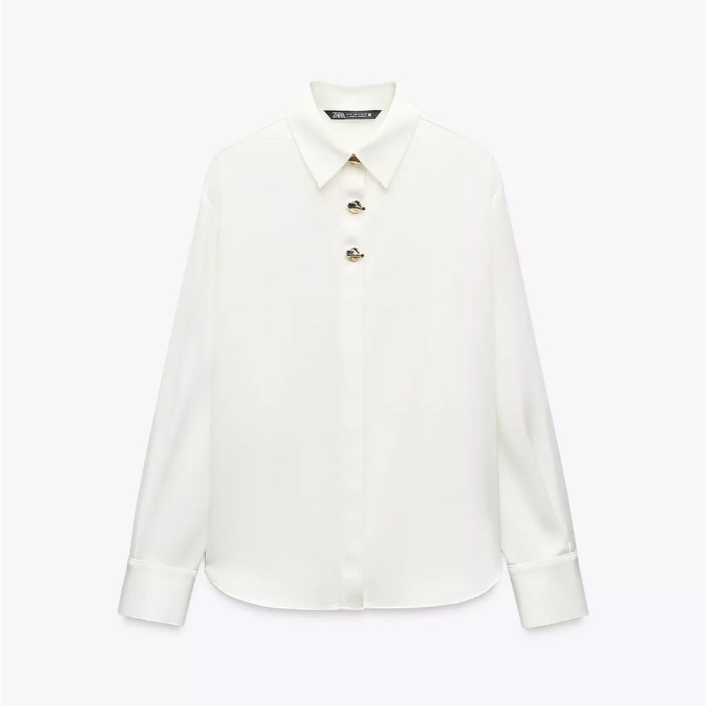Zara Gold Button Satin Effect Blouse